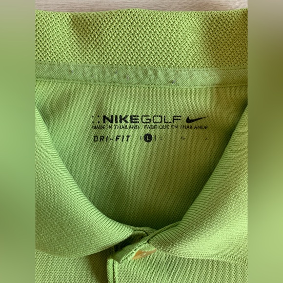 Nike Golf Dri Fit Polo Shirt Mens Size Large Lime Green Lexus Embroidered Logo - Picture 4 of 7
